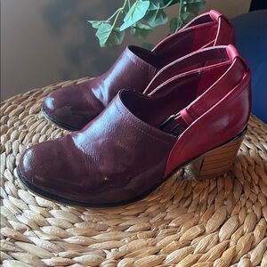 Women's Burgundy Leather Ankle Boots